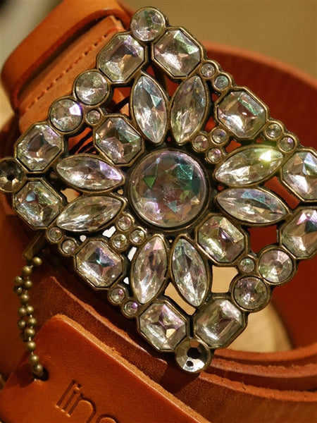 Linea Pelle Jeweled Buckle and Orange Belt