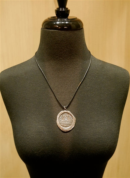 Pyrrha CTPKOP Large Sterling Silver Medal Necklace on Leather Cord