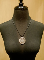 Pyrrha CTPKOP Large Sterling Silver Medal Necklace on Leather Cord