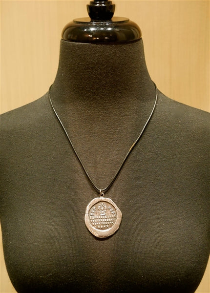 Pyrrha CTPKOP Large Sterling Silver Medal Necklace on Leather Cord