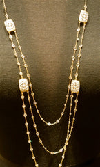 Jarin K Filigree Triple Strand Gold Necklace with Cubic Zirconia