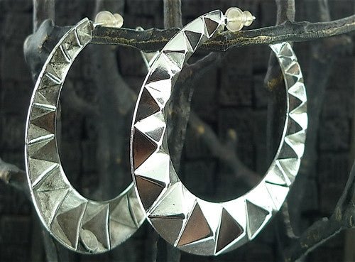 Helena Zubeldia Creole Pyramid Stud Hoop Earrings