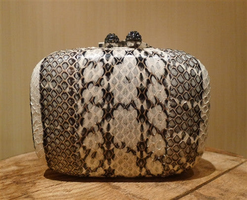 Kotur D'Abo Python Clutch with Flower Applique