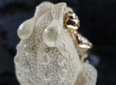 Lucifer Vir Honestus 18K Rose Gold, Diamond and Petrified Buffalo Bone Frog Ring