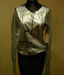 And Cake Black Cashmere Sweater with Silver Metallic Paint Silkscreen and Swarovski Peace Sign Back