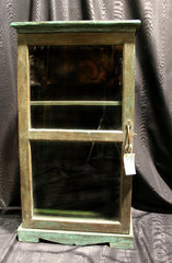 Vintage Shabby Chic Green Painted Display Cabinet