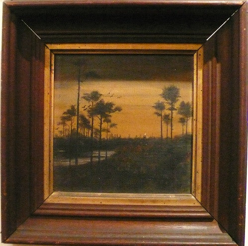 Oil Painting of River Scene with Palms