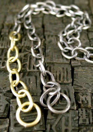 Michael Barin Sterling Silver and 14K Gold Link Chain Necklace