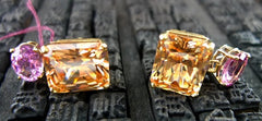 Churchill Private Label Synthetic Padparadscha Earrings 18K