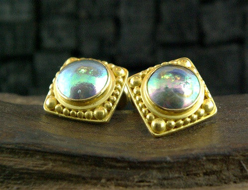 Carolyn Tyler 22K Yellow Gold and Grey Mabe Pearl Cufflinks