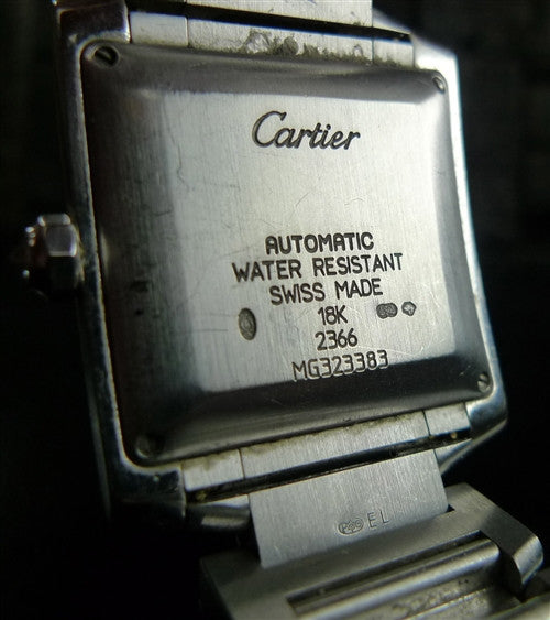 Cartier 18K White Gold Tank Francaise Watch with Diamond Bezel
