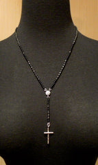 Chan Luu Men's Sterling Silver and Black Bead 22" Rosary Necklace