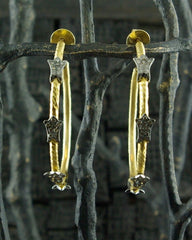CHURCHILL Private Label 18K Yellow Gold and Blackened Diamond Hoops