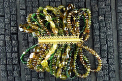 Churchill Private Label Multi Strand Bracelet of Peridot, Citrine, Chrome Diopside, and Andalusite with 22K Gold