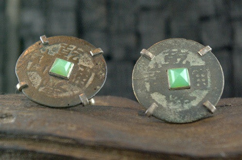 Chinese Coin with Jade Cufflinks