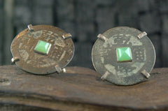 Chinese Coin with Jade Cufflinks