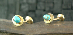 Estate Cufflinks in 14K Yellow Gold and Turquoise