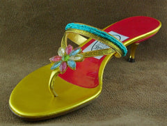 Emma Hope Flowered Jewel Kitten Heel Princess Shoe