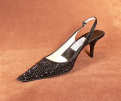 Emma Hope Jeweled Black Swarovski Crystal Slingback Shoe