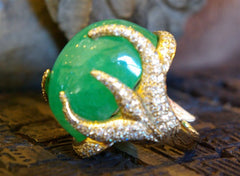 Churchill Private Label 18K White Gold and 60 Carat Water Emerald Ring with Pave Diamonds