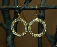 Emily and Ashley Green (Greenbeads) 14K Yellow Small Baby Circle Earrings in Diamonds