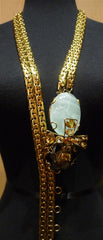 Iradj Moini Belt/Necklace in Gold Tone Chain with Citrine, Moonstone, and Smoky Topaz