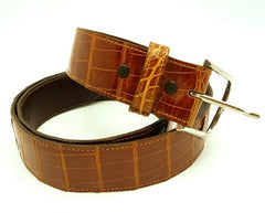 LAI Crocodile Belt in Rust Colorway with Buckle