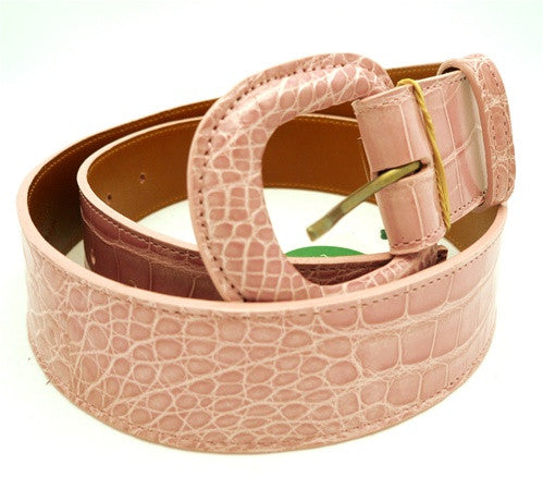 LAI Crocodile Belt with Covered Buckle - Light Pink