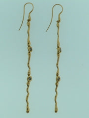 Lucifer Vir Honestus 18K Yellow Gold and Diamond Long Line Earrings