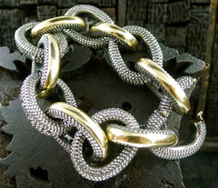 Moritz Glik Diamond Pave Link Bracelet in 18K Gold and Sterling Silver