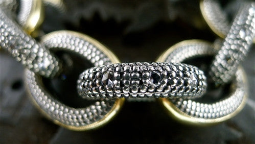 Moritz Glik Diamond Pave Link Bracelet in 18K Gold and Sterling Silver