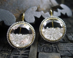 Moritz Glik Tumbling Diamond Round Earrings in 18K Gold and Sterling Silver