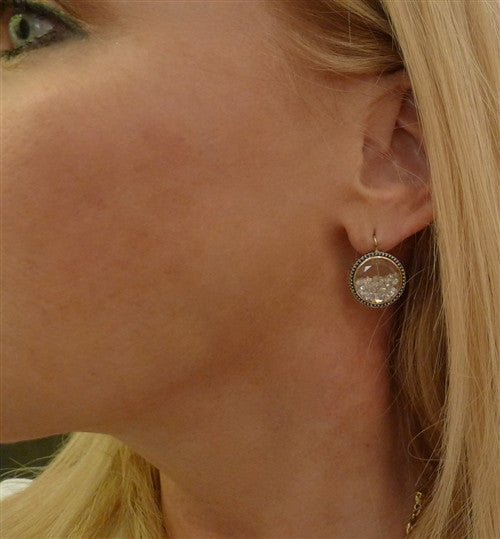 Moritz Glik Tumbling Diamond Round Earrings in 18K Gold and Sterling Silver