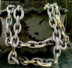Moritz Glik 18K Yellow Gold, Sterling, and Diamond Chain Link Necklace