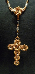 Virgin Saints & Angels Rosary Necklace with Cross Pendant of Flowers