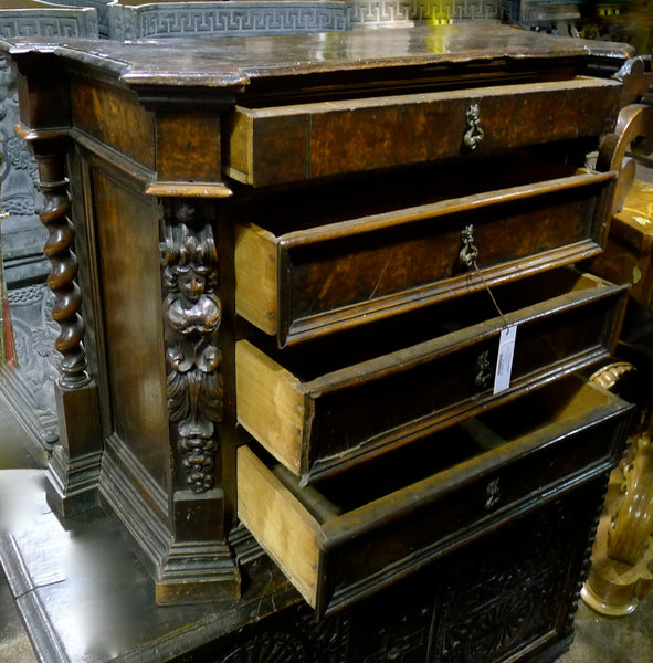 Antique 17th Century Italian Walnut Curiosity Chest