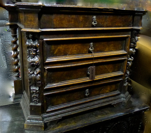 Antique 17th Century Italian Walnut Curiosity Chest