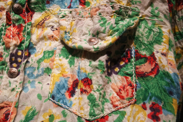 Stitch's Multi Floral Long Sleeve Collar Denim Shirt