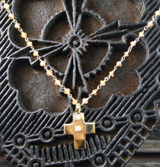 Erica Courtney 18K Yellow Gold, Diamond and Mandarin Garnet Cross Necklace