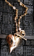 Erica Courtney 18K Gold and Diamond Bracelet with Heart Charm