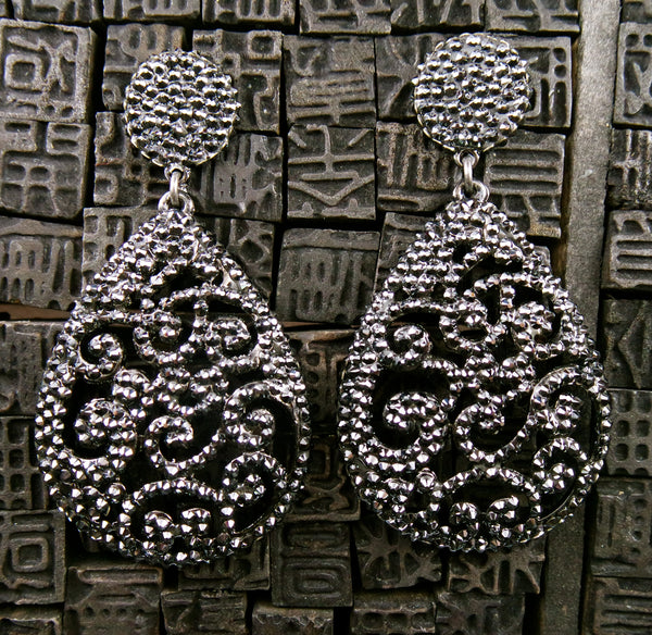 Roni Blanshay Custom Black Open Lace Drop Earring