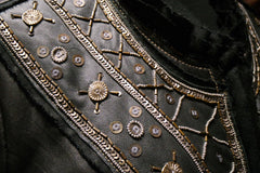 Raw 7 Embellished Black Leather Jacket
