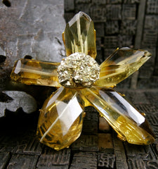 Siman Tu Lemon Citrine and Pyrite Flower Brooch