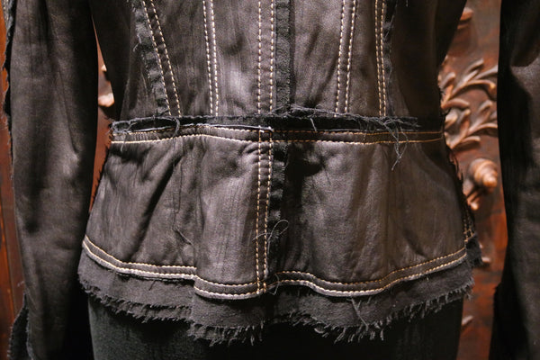 Raw 7 Embellished Black Leather Jacket