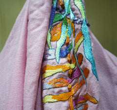 Flying Fig Hand Embroidered Cashmere Scarf/Wrap