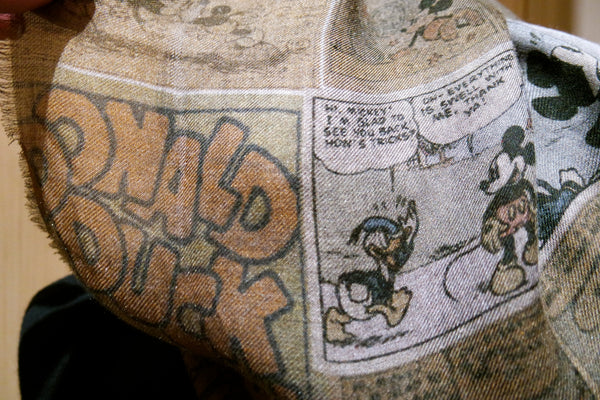 Faliero Sarti Topolino Vintage Cartoon Strip Scarf of Mickey Mouse