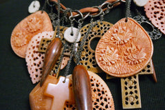 Chan Luu Carved Resin and Horn Charm Necklace