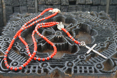 Chan Luu Red Coral and Silver Rosary Necklace