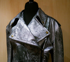 Jenny Packham Silver Leather Motorcycle Jacket