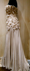 Jenny Packham Pearl Chiffon Gown with Ruched Bodice and Diagonal Back Zipper